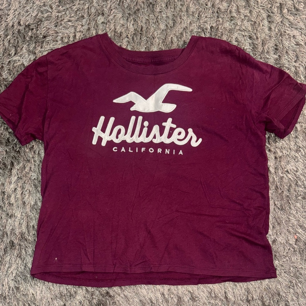 Hollister Burgundy Cropped-Tee with Logo